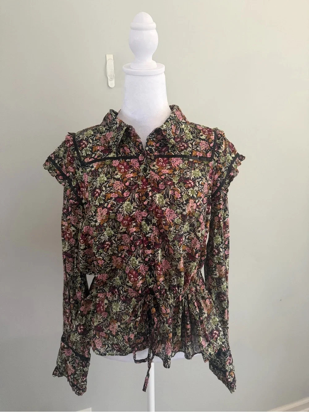 NWT Free People Daybreak Floral Print Long Sleeve Shirt Size Large
